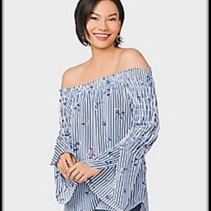 Westport striped off the shoulder top